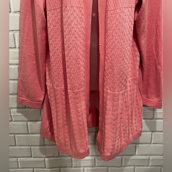 KAREN SCOTT women Pink Textured Open Cardigan/size XL - Picture 5 of 9